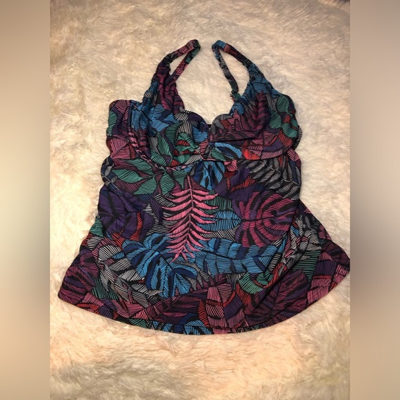 VENUS Pink Purple and Blue Tropical Tankini size 12 NWOT - Picture 3 of 10